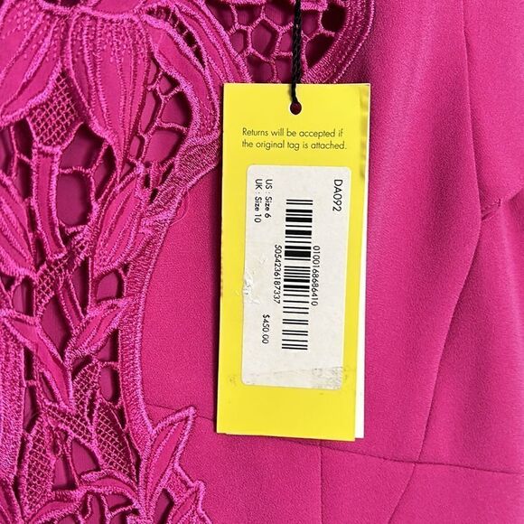 Karen Millen - Hot Pink Sheath Dress W/ Lace Embroidery NWT - Picture 6 of 9
